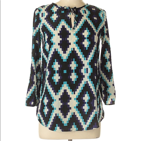 Honey&Hive Tops - Honey&Hive Blue/Black Printed Top S